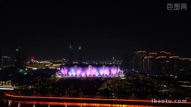 杭州亚运会场馆夜景航拍